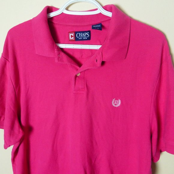 CHAPS PINK MEN'S SHORT SLEEVE POLO GOLF SHIRT - LG - Picture 7 of 14